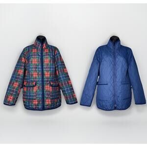 Appleseed's Petite Quilted Reversible Jacket Medium Tartan Plaid Chore Barn Coat